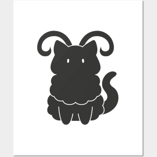 Aries Cat Zodiac Sign (Black and White) Posters and Art